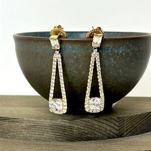 Cupid zirconia gold plated, sterling silver dangle earrings